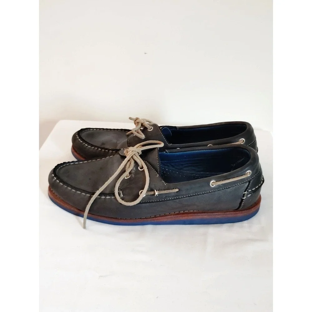 Allen Edmonds South Shore Men 9.5D Nautical Navy Blue Leather Boat Shoe Moc Toe